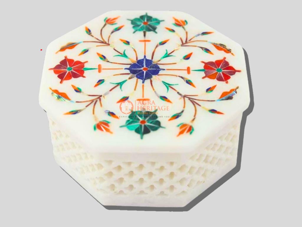 Semi Precious Inlaid Jewelry Keepsake Box